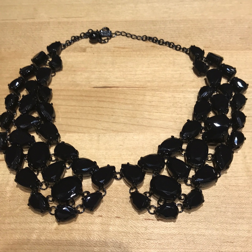 Kate Spade Black Jewel & Chain Collar Necklace Gem